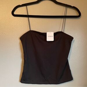 Free People Intimately Sz Small Black Noir Stretchy Strap Tank Top Ret $30!
